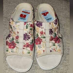 New Easy Spirit Cream Sandal Floral Print Cushioned 7M Setraciee2 Light Comfy